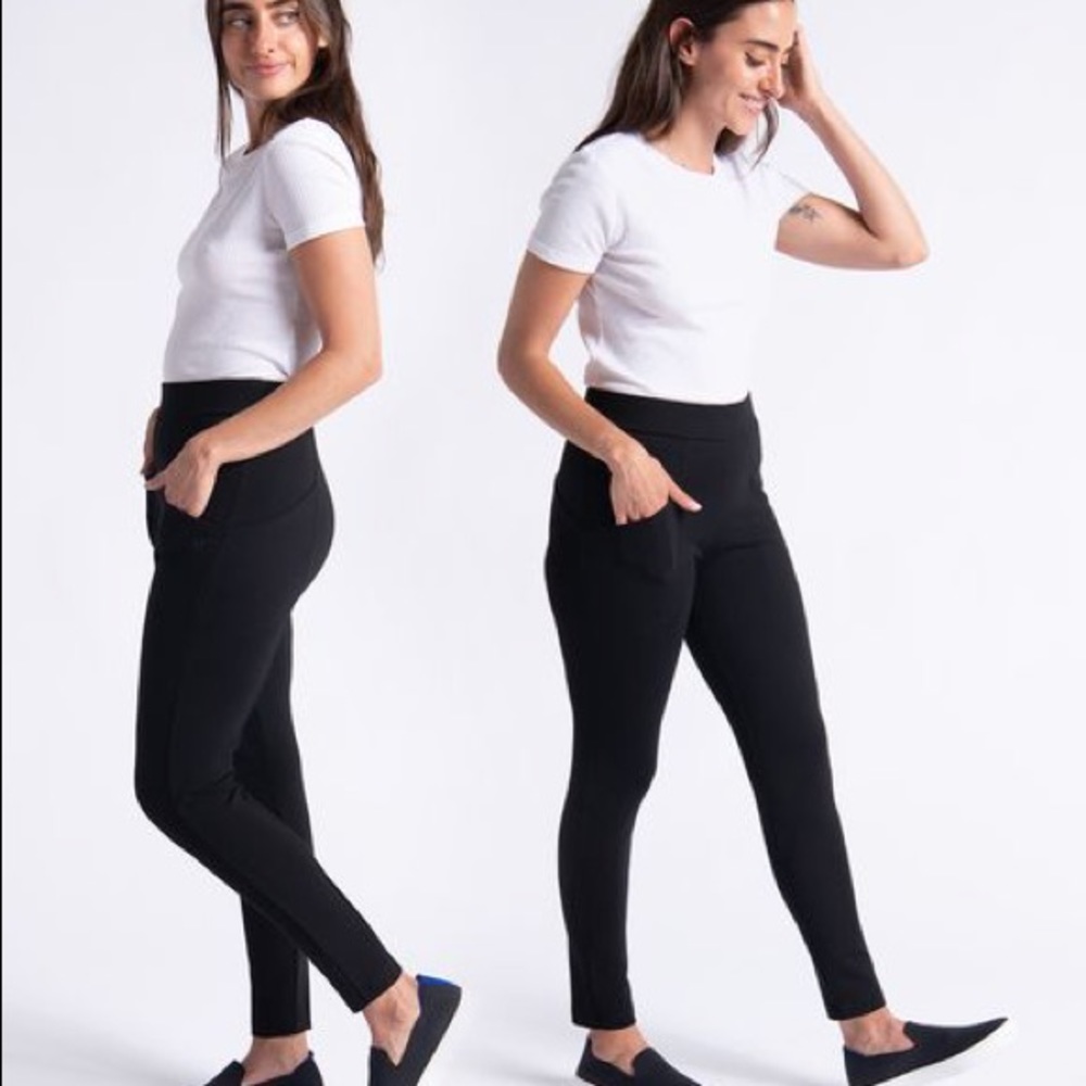 Betabrand Large Short-Petite Zippered Journey Pant Skinny Leg Black